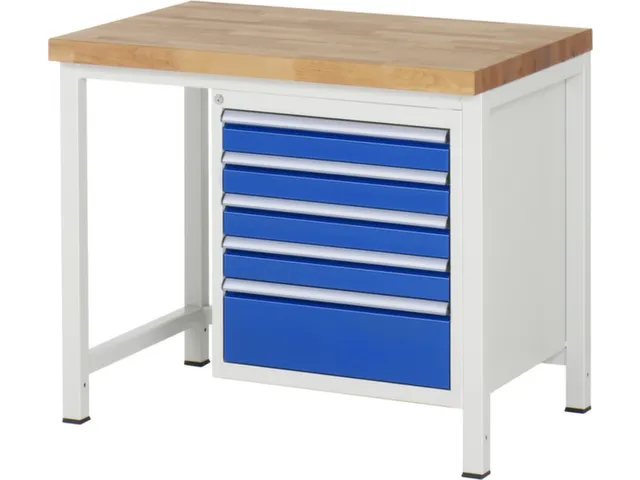 werkbank,HxBxD 840-1040x1000x700mm,beukblad,draagverm. 1250kg,4voeten