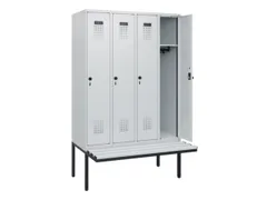 locker met bank,HxBxD 1950x1200x815mm,4vak,vak B 300mm,draaigrendel
