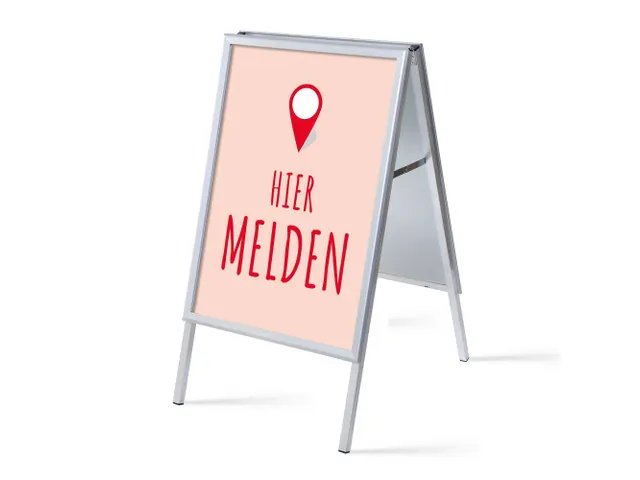 Stoepbord A1 complete set met print "Hier melden" Rood