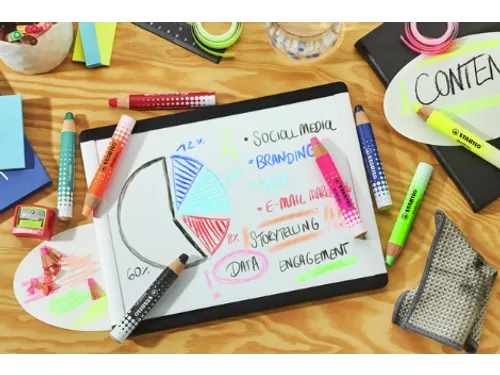 Whiteboardpotlood STABILO MARKdry 4 stuks neon kleuren
