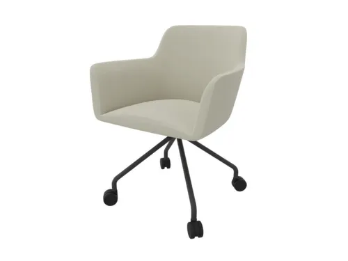 Bezoekersstoel 4-Voet/4Wielen Ronde Buis Donkergrijs Beige