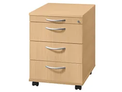 Mobiel Ladenblok Beuken 590x430x580mm Pennenlade 3laden Beugelgreep
