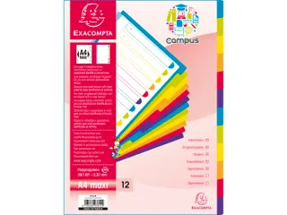 Tabbladen A4+ PP Assorti Campus Doorschijnend 12-Delig 11-Gaats - 3