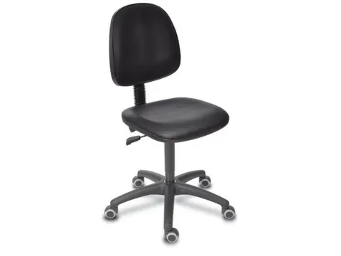 Werkplaatsstoel 480-670mm Zwart Kunstleer Voetkruis Kunststof Wielen