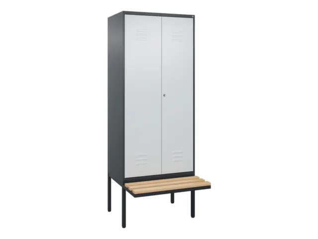 PBM-locker met bank,HxBxD 2120x800x815mm,2vak,vak B 400mm,cil.-slot