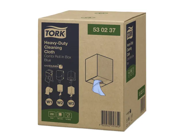 Reinigingsdoek Tork 530237 Heavy-Duty W1/2/3 multifunctioneel Blauw