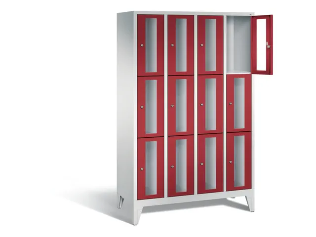 lockerkast 1850x1190x500mm 4x3 vakken Cilinderslot Poten, RAL3003