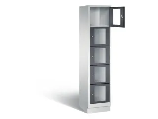 Lockerkast 1800x420x500mm 1x5 vakken Cilinderslot, Sokkel, RAL7021 - 1