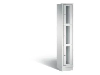 Lockerkast 1800x320x500mm 1x3 vakken Cilinderslot, Sokkel, RAL7035 - 2