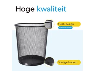 BRASQ Papierbak 12 liter Zwart Rond Set van 2 WBBRO2 - 2