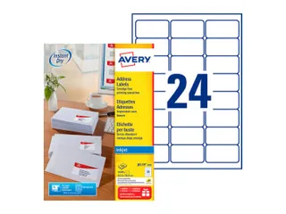 Etiket Avery J8159-100 63.5x33.9mm Inkjet Wit 2400 stuks - 1