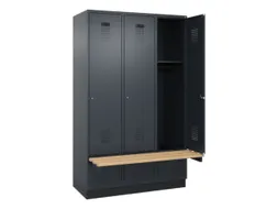 locker met bank,HxBxD 1950x1200x815mm,3vak,vak B 400mm,cilinderslot