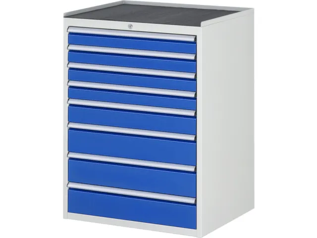 ladekast 1035x770x650mm 8laden cilinderslot RAL7035 RAL5010 metaal