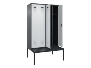 locker met bank,voor scheiding van kleding,HxBxD 2120x1200x815mm,4vak - 1