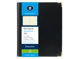 Agenda 2027 Ryam Executive Nappa 7dagen/2pagina's ringplastic zwart