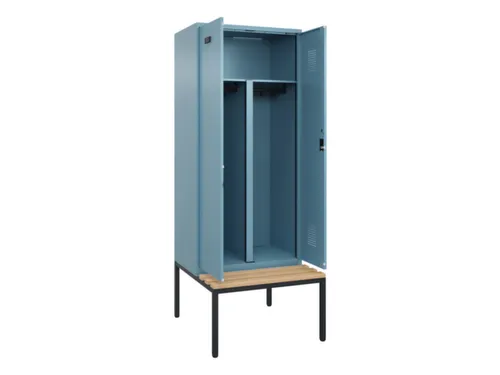 PBM-locker met bank,HxBxD 2120x800x815mm,2vak,vak B 400mm