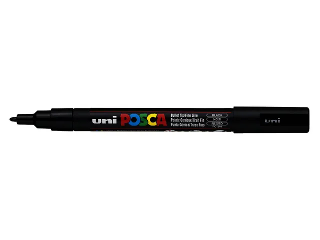 Verfstift Posca PC3M Fijne punt 0,9-1,3mm Zwart