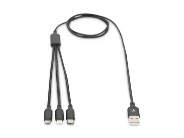 USB-oplaadkabel 1m 3-in-1 Kabel Nylon Gevlochten Zwart