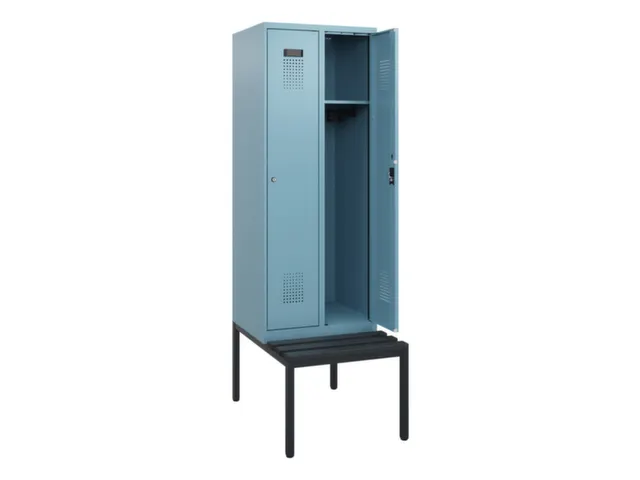 locker met bank,HxBxD 1950x600x815mm,2vak,vak B 300mm,cilinderslot