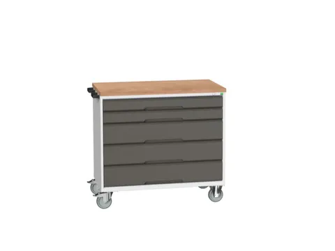 gereedschapswagen 980x1050x600mm multiplexblad 5 laden RAL7035+RAL7016