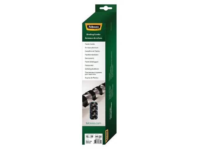 Bindrug Fellowes 12mm 21-rings A4 zwart 25stuks