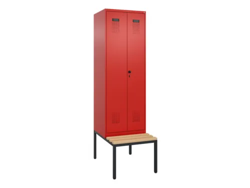 PBM-locker met bank,HxBxD 2120x600x815mm,2vak,vak B 300mm,draaigrendel