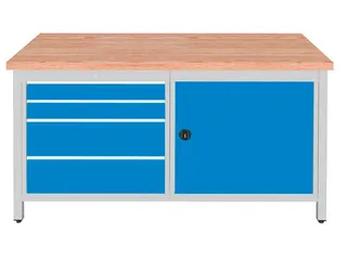 werkbank,HxBxD 860x1500x750mm,onderstel RAL5010,fronten RAL3020 - 1