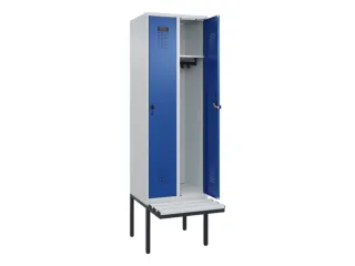 locker met bank,HxBxD 2120x600x815mm,2vak,vak B 300mm,draaigrendel - 1
