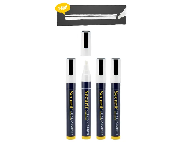 Krijtstift Securit Sma-510 Schuin 2-6mm Wit 4 Stuks