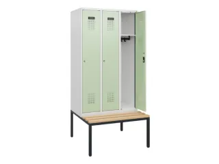 locker met bank,HxBxD 1950x900x815mm,3vak,vak B 300mm,cilinderslot - 1