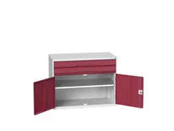 ladekast HxBxD 800x1050x550mm 2laden 2deuren RAL7035 front RAL3004