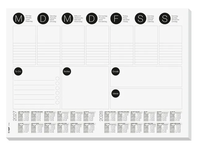 Designonderlegger Sigel week- planner A3 27/28 42x29,7cm 30 vel met to