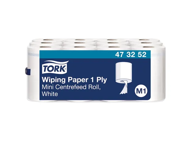 Tork 473252 Poetspapier M1 Mini Centerfeed Wit 1-laags Met Huls