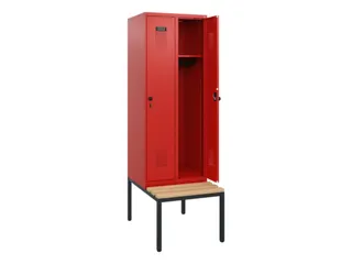 locker met bank,HxBxD 1950x600x815mm,2vak,vak B 300mm,draaigrendel - 1