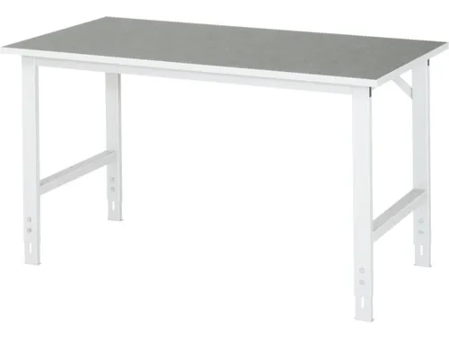 werkbank,HxBxD 760-1080x1500x800mm,houtblad,m. linoleumlaag