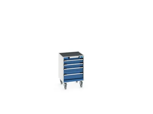 ladekast verrijdbaar 780x525x525mm 4laden RAL7035 front RAL5010