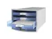 Module tiroirs HAN Impuls 4 tiroirs ouverts bleu transparent
