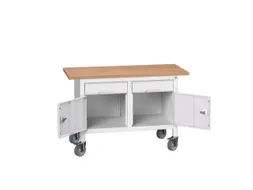 werkbank,HxBxD 830x1250x600mm,multiplexblad,uitrusting: 2laden,2kasten
