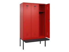 locker met bank,HxBxD 2120x1200x815mm,3vak,vak B 400mm,cilinderslot