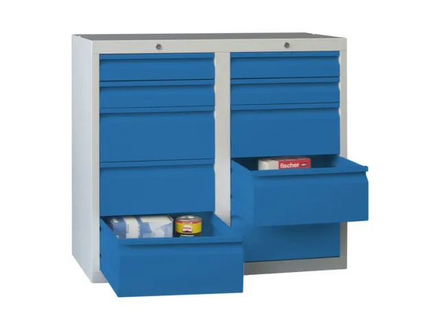 ladekast HxBxD 900x1000x500mm 10laden RAL7035 front RAL5012