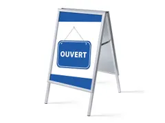 Stoepbord A1 complete set met print "OUVERT" Blauw