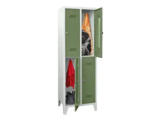 dubbeldekse locker,HxBxD 1850x600x500mm,2x2vak.,RAL7035,front RAL6011 - 2