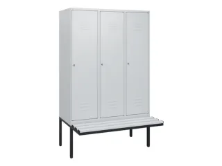 locker met bank,HxBxD 1950x1200x815mm,3vak,vak B 400mm,cil.-slot - 1