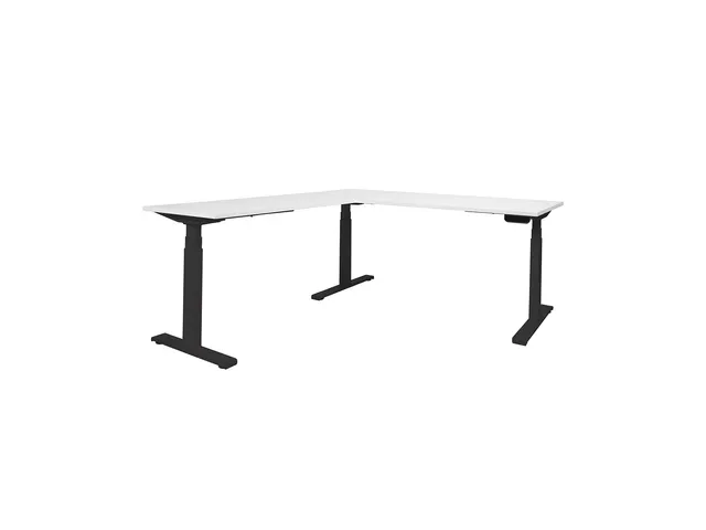 Elektrisch Hoekbureau Dextro Plus 200x200cm Frame Zwart Blad Krijtwit