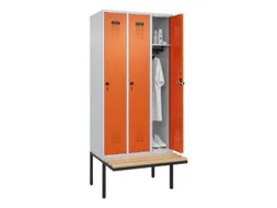 locker met bank,HxBxD 2120x900x815mm,3vak,vak B 300mm,draaigrendel