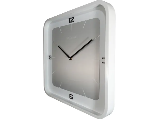 Wandklok NeXtime Square Wall 40x40x4cm wit cijfers