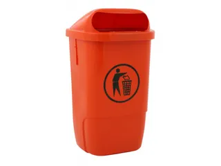 Kunststof buitenafvalbak 50 Liter Oranje - 1