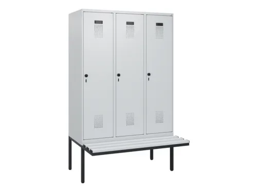 locker met bank,HxBxD 1950x1200x815mm,3vak,vak B 400mm,draaigrendel