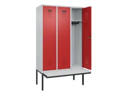 locker met bank,HxBxD 2120x1200x815mm,3vak,vak B 400mm,cilinderslot