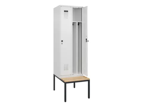 locker met bank,voor scheiding van kleding,HxBxD 2120x600x815mm,2vak